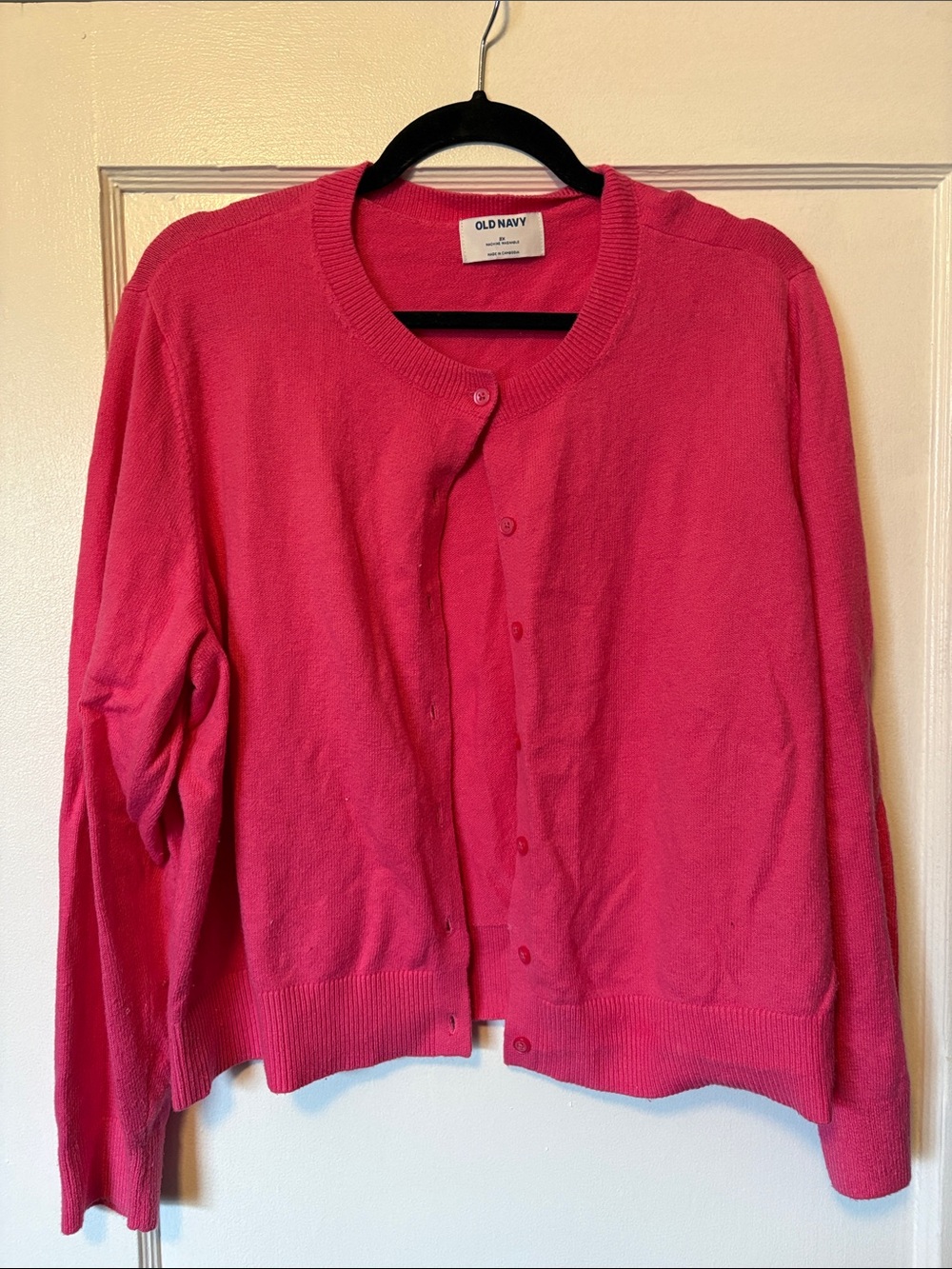 Old Navy Women's Pink Cropped Crewneck Button Cardigan Sweater